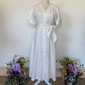 Maraschino Wrapped Linen summer White Dress